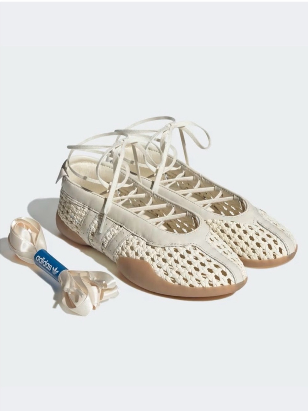 Women’s Adidas Taekwondo Mei Cream Woven Lace-Up Flats Sz 6.5 and 7